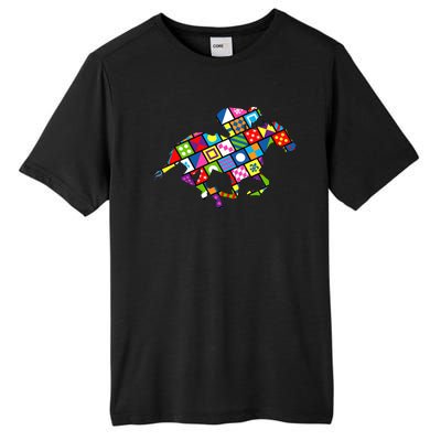 Derby Day Horse Lover Colorful Abstract Tall Fusion ChromaSoft Performance T-Shirt