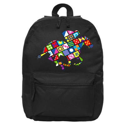 Derby Day Horse Lover Colorful Abstract 16 in Basic Backpack