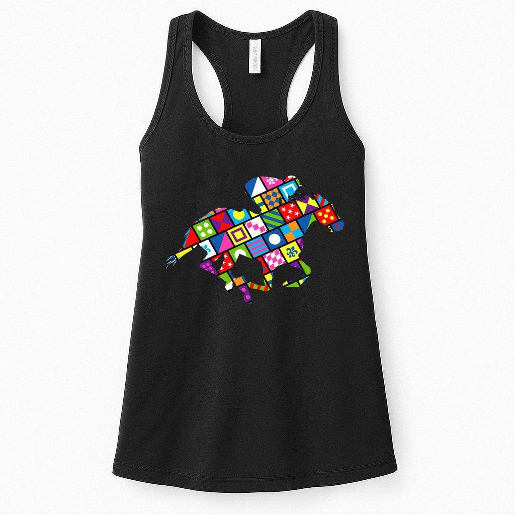 Derby Day Horse Lover Colorful Abstract Womens Tank Top