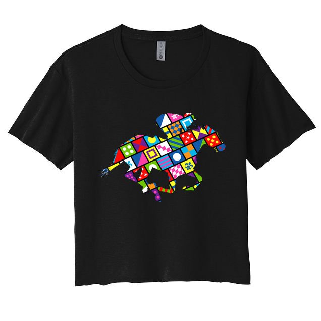 Derby Day Horse Lover Colorful Abstract Crop Top