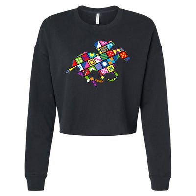 Derby Day Horse Lover Colorful Abstract Cropped Pullover Crew