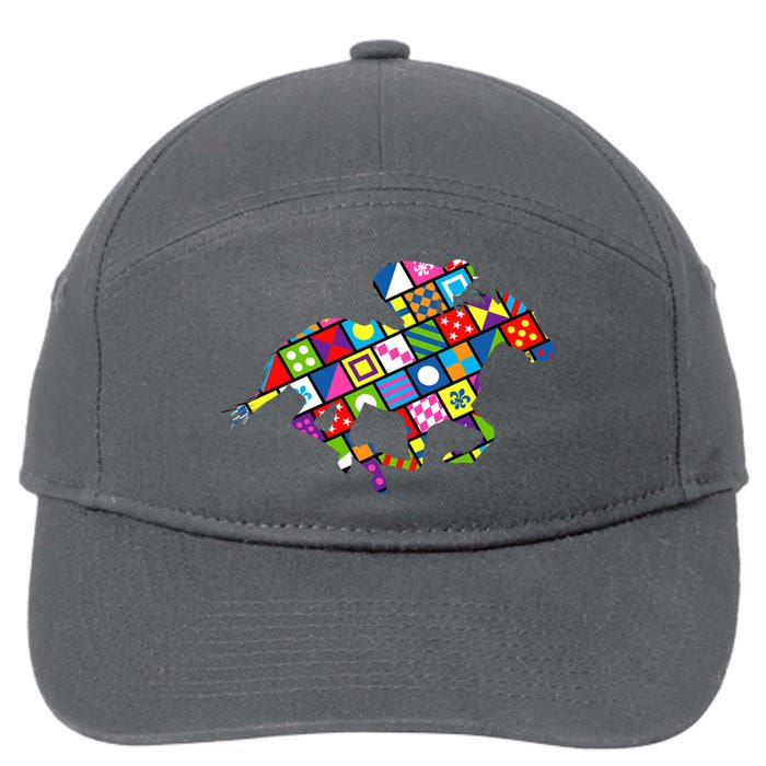 Derby Day Horse Lover Colorful Abstract 7-Panel Snapback Hat