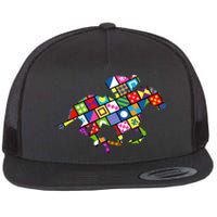 Derby Day Horse Lover Colorful Abstract Flat Bill Trucker Hat