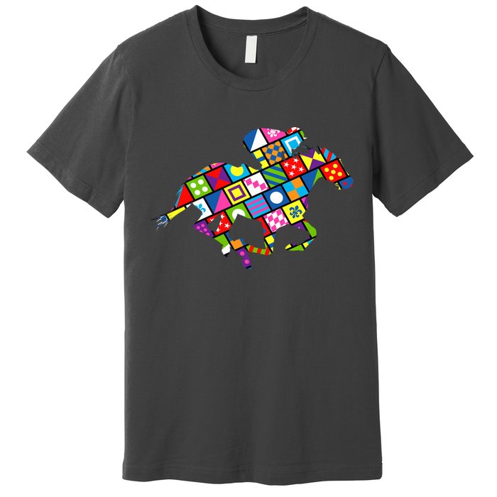 Derby Day Horse Lover Colorful Abstract Premium T-Shirt