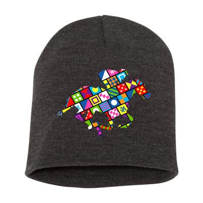 Derby Day Horse Lover Colorful Abstract Short Acrylic Beanie