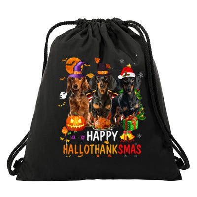 Dachshund Dog Holiday Festive Season Celebration Drawstring Bag