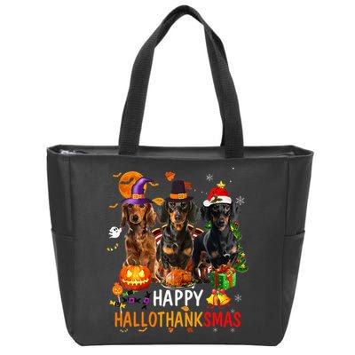 Dachshund Dog Holiday Festive Season Celebration Zip Tote Bag