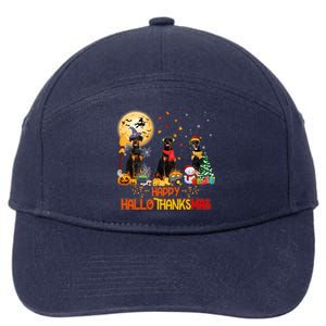 Dober Dog Halloween Thanksgiving Happy Hallothanksmas Funny Gift 7-Panel Snapback Hat