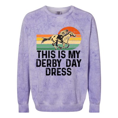 Derby Day Horse Kentucky This Is My Derby Day Dress Cool Gift Colorblast Crewneck Sweatshirt