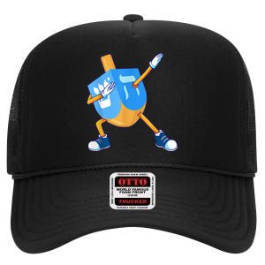 Dabbing Dreidel Happy Hanukkah Dancing Chanukah Girls High Crown Mesh Back Trucker Hat