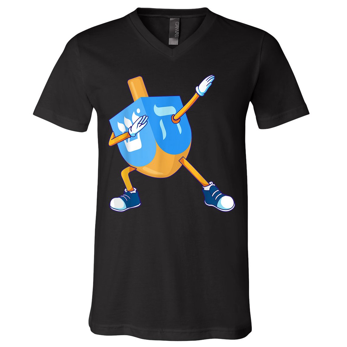 Dabbing Dreidel Happy Hanukkah Dancing Chanukah Girls V-Neck T-Shirt