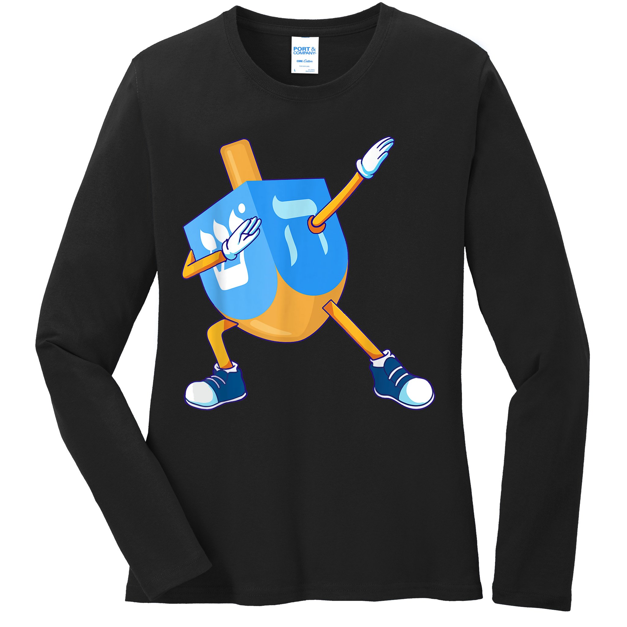 Dabbing Dreidel Happy Hanukkah Dancing Chanukah Girls Ladies Long Sleeve Shirt