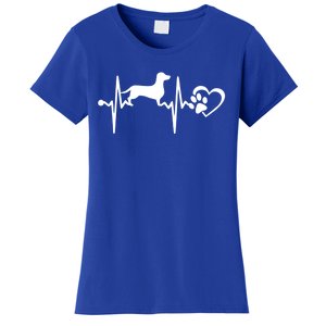 Dachshund Dog Heartbeat Paw Ekg Funny Puppy Lover Gift Women's T-Shirt