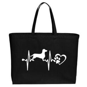 Dachshund Dog Heartbeat Paw Ekg Funny Puppy Lover Gift Cotton Canvas Jumbo Tote