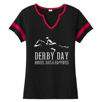 Derby Day Horse Silks And Hats Jockey Kentucky Horse Racing Ladies Halftime Notch Neck Tee