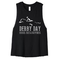 Derby Day Horse Silks And Hats Jockey Kentucky Horse Racing Women's Racerback Cropped Tank