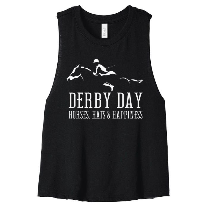 Derby Day Horse Silks And Hats Jockey Kentucky Horse Racing Women's Racerback Cropped Tank