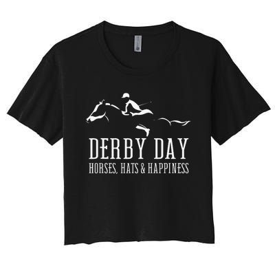 Derby Day Horse Silks And Hats Jockey Kentucky Horse Racing Women's Crop Top Tee