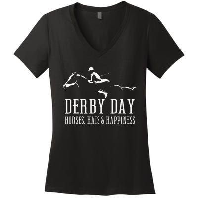 Derby Day Horse Silks And Hats Jockey Kentucky Horse Racing Women's V-Neck T-Shirt