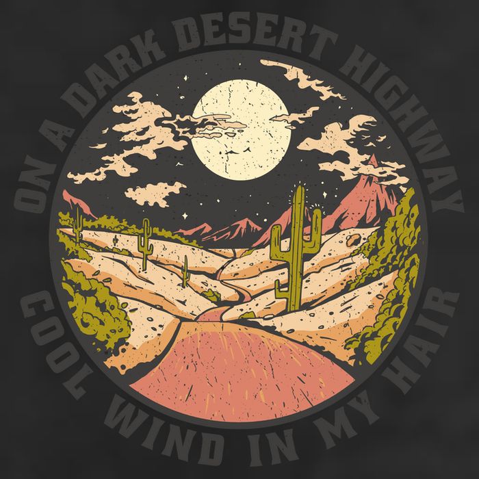 Dark Desert Highway Wind In My Hair 7 Panel Mesh Trucker Snapback Hat