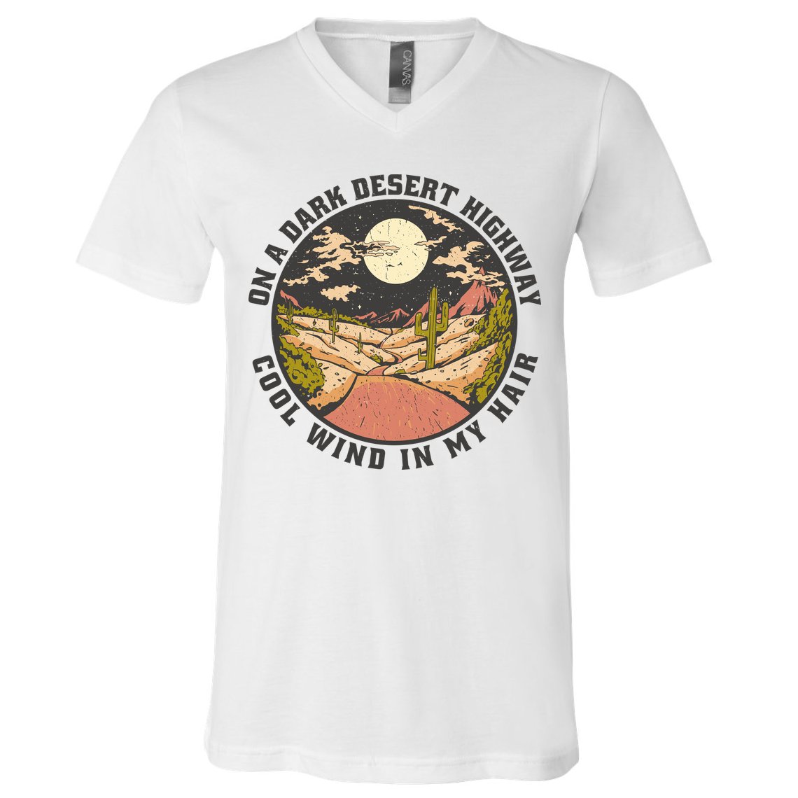 Dark Desert Highway Wind In My Hair V-Neck T-Shirt