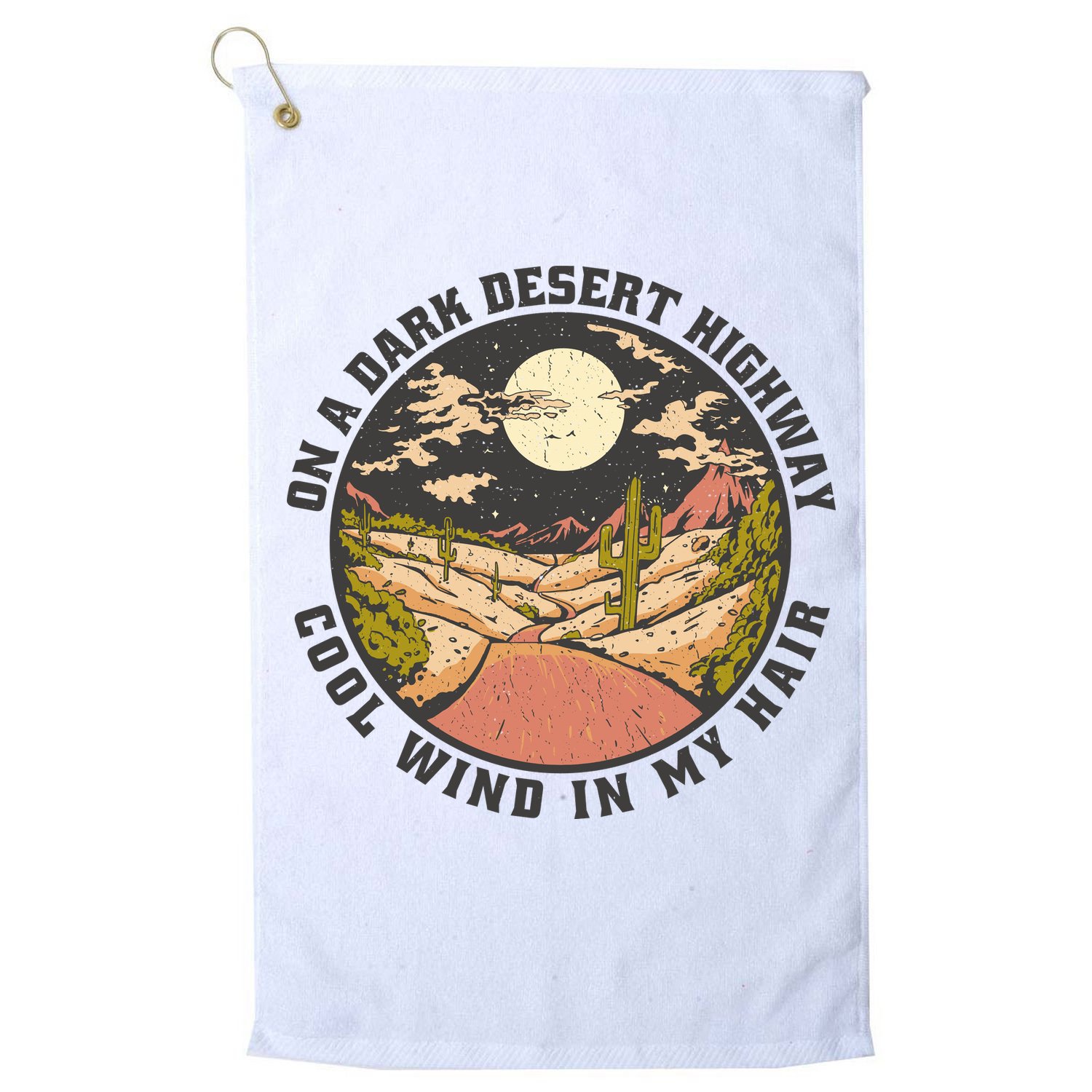 Dark Desert Highway Wind In My Hair Golf Towel