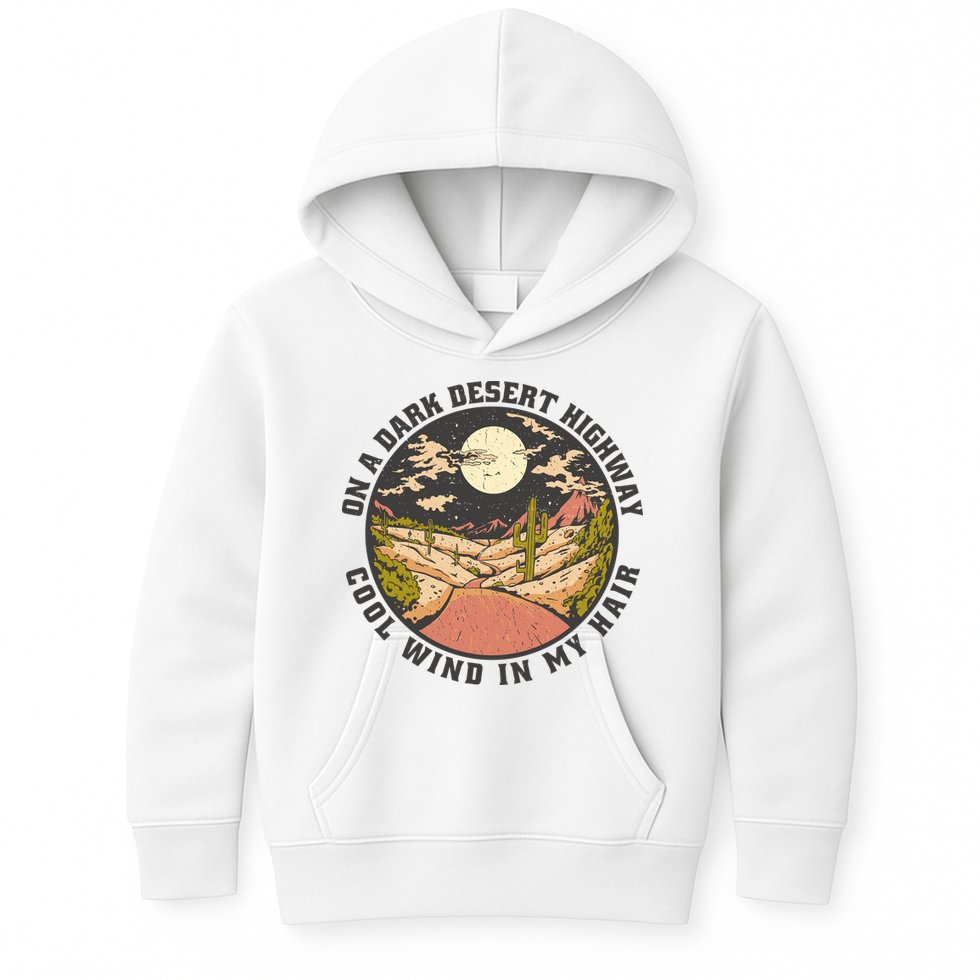 Dark Desert Highway Wind In My Hair Kids Hoodie