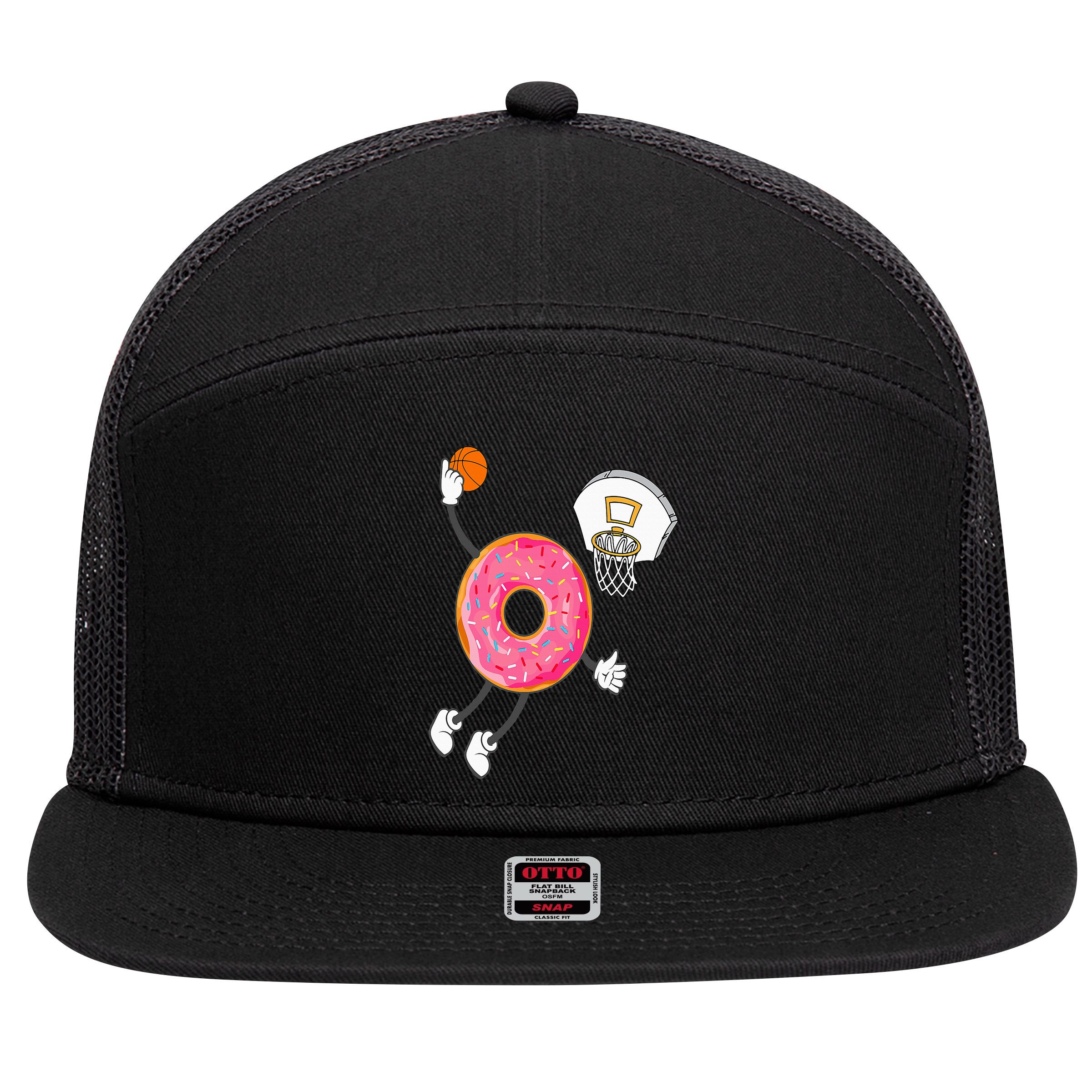 Dunking Donut Hole Food Champ 7 Panel Mesh Trucker Snapback Hat