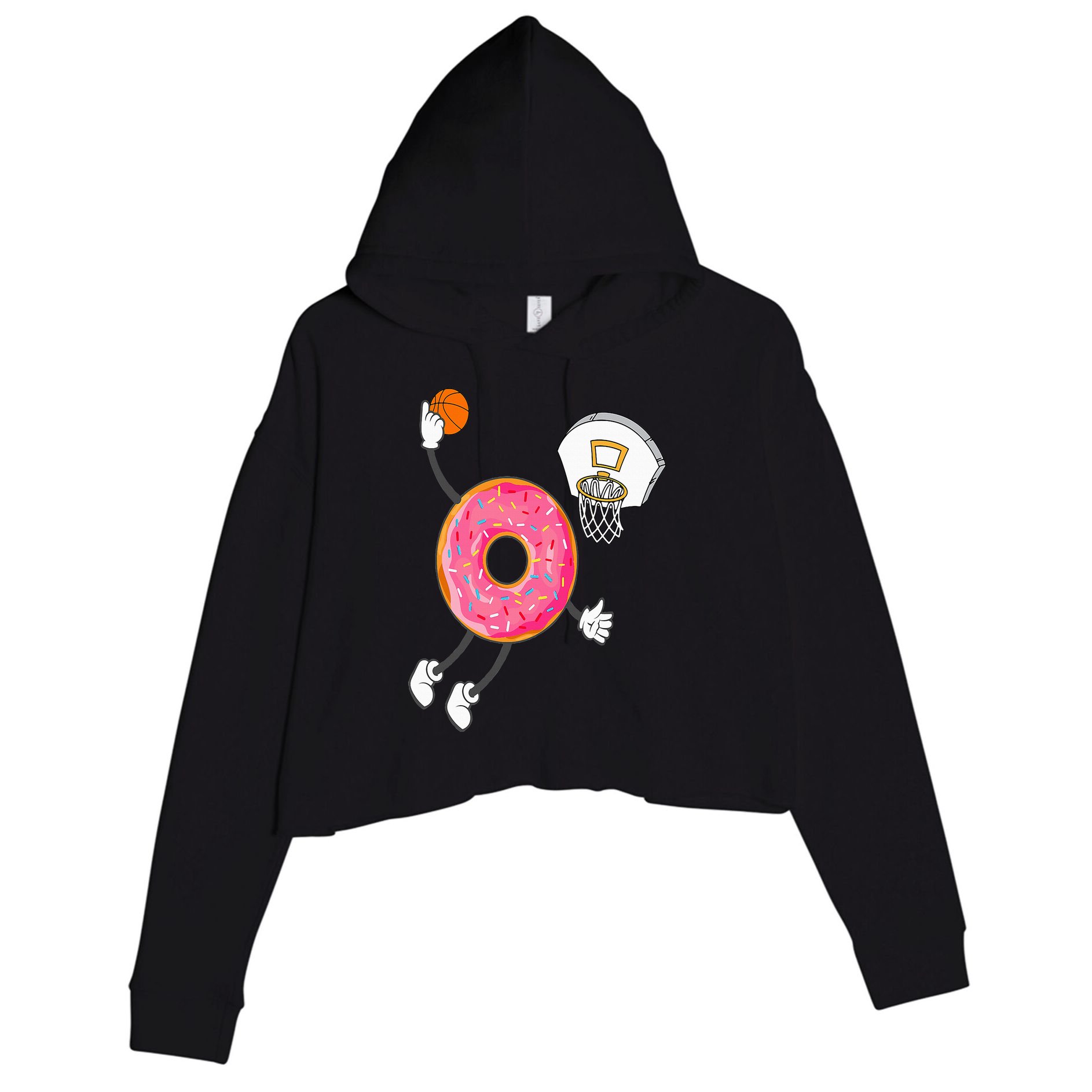 Dunking Donut Hole Food Champ Crop Fleece Hoodie
