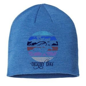 Derby Day Horse Racing Kentucky Retro Sunset Distressed Gift Sustainable Beanie