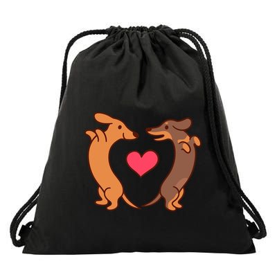 Dachshund Dogs Heart Wiener Valentines Day Meaningful Gift Drawstring Bag