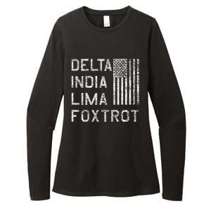 DILF DELTA INDIA LIMA FOXTROT US FLAG AMERICAN PATRIOT Womens CVC Long Sleeve Shirt