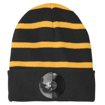 Disco Striped Beanie with Solid Band