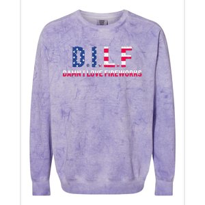 DILF Damn I Love Fireworks Colorblast Crewneck Sweatshirt