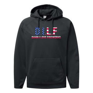 DILF Damn I Love Fireworks Performance Fleece Hoodie