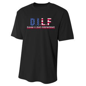 DILF Damn I Love Fireworks Performance Sprint T-Shirt