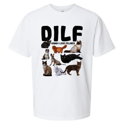 Dilf Damn I Love Felines Funny Cat Kitty Lover Sueded Cloud Jersey T-Shirt