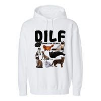 Dilf Damn I Love Felines Funny Cat Kitty Lover Garment-Dyed Fleece Hoodie