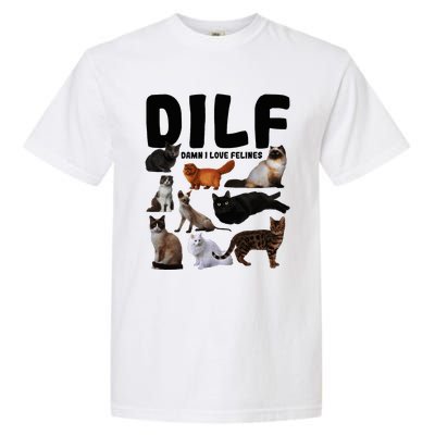 Dilf Damn I Love Felines Funny Cat Kitty Lover Garment-Dyed Heavyweight T-Shirt