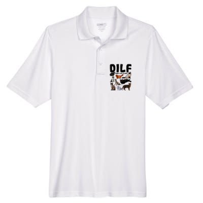 Dilf Damn I Love Felines Funny Cat Kitty Lover Men's Origin Performance Piqué Polo