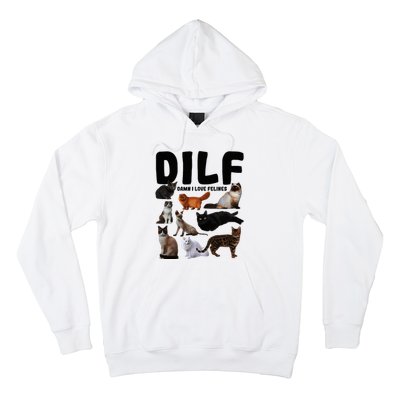 Dilf Damn I Love Felines Funny Cat Kitty Lover Hoodie