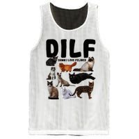 Dilf Damn I Love Felines Funny Cat Kitty Lover Mesh Reversible Basketball Jersey Tank