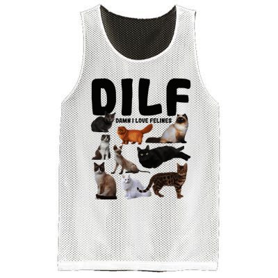 Dilf Damn I Love Felines Funny Cat Kitty Lover Mesh Reversible Basketball Jersey Tank