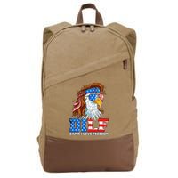Dilf Damn I Love Freedom Eagle Funny Patriotic 4th Of July Cotton Canvas Backpack
