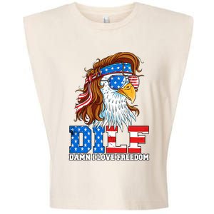 Dilf Damn I Love Freedom Eagle Funny Patriotic 4th Of July Garment-Dyed Women's Muscle Tee