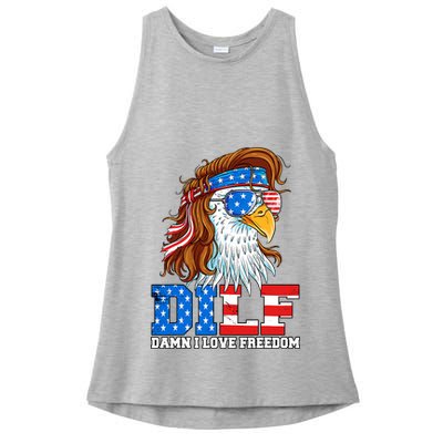 Dilf Damn I Love Freedom Eagle Funny Patriotic 4th Of July Ladies PosiCharge Tri-Blend Wicking Tank