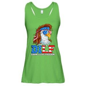 Dilf Damn I Love Freedom Eagle Funny Patriotic 4th Of July Ladies Essential Flowy Tank