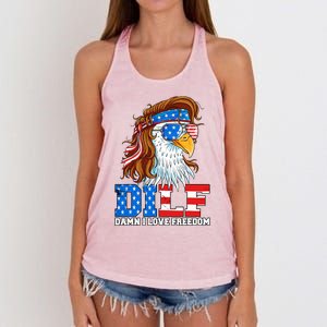 Dilf Damn I Love Freedom Eagle Funny Patriotic 4th Of July Women's Knotted Racerback Tank