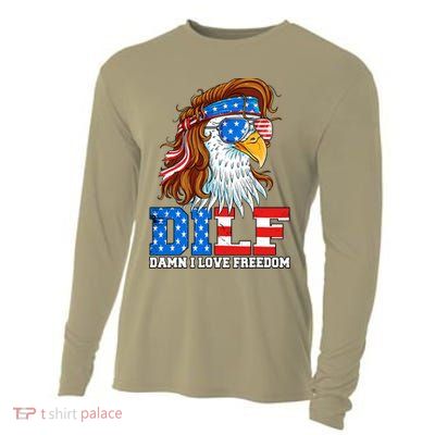 Dilf Damn I Love Freedom Eagle Funny Patriotic 4th Of July Cooling Performance Long Sleeve Crew