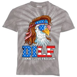 Dilf Damn I Love Freedom Eagle Funny Patriotic 4th Of July Kids Tie-Dye T-Shirt